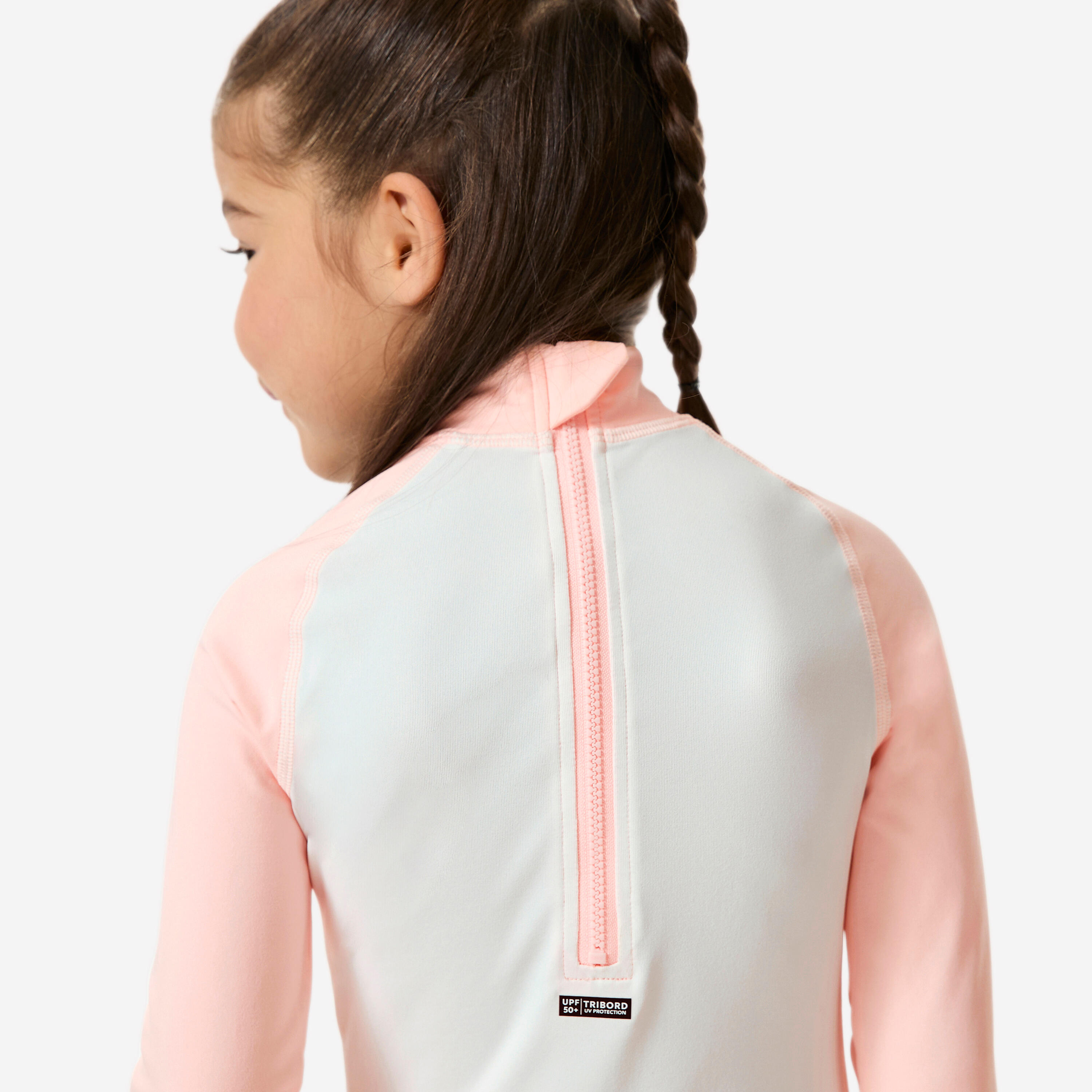 Combinaison de natation anti uv bébé / enfant manches longues rose imprimé 5/11