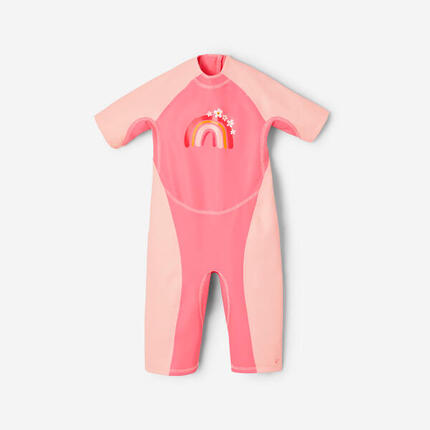 Combinaison anti uv bébé kloupi rose imprimé arc en ciel