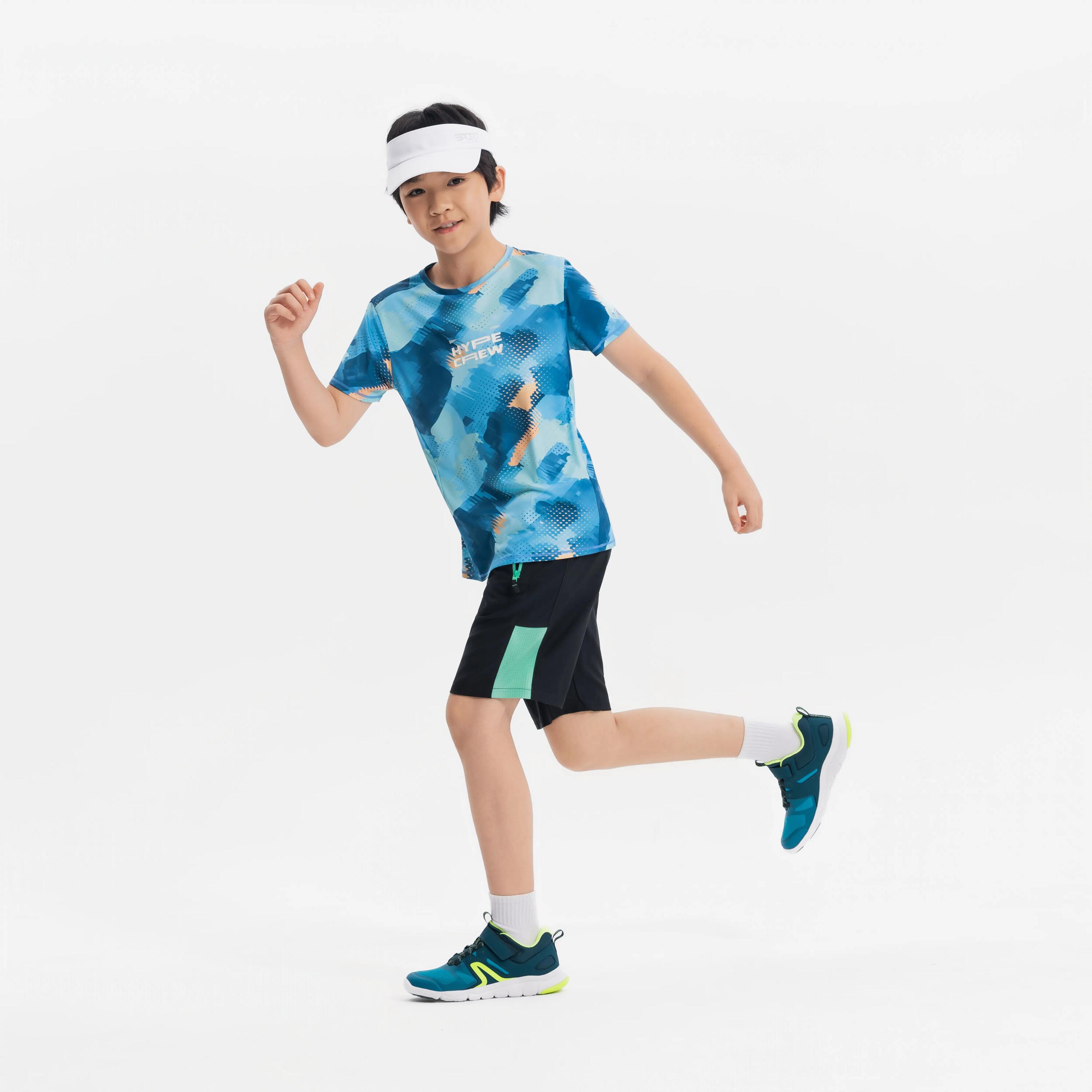 Kids' Breathable Multisport Shorts - Grey/Green 10/10