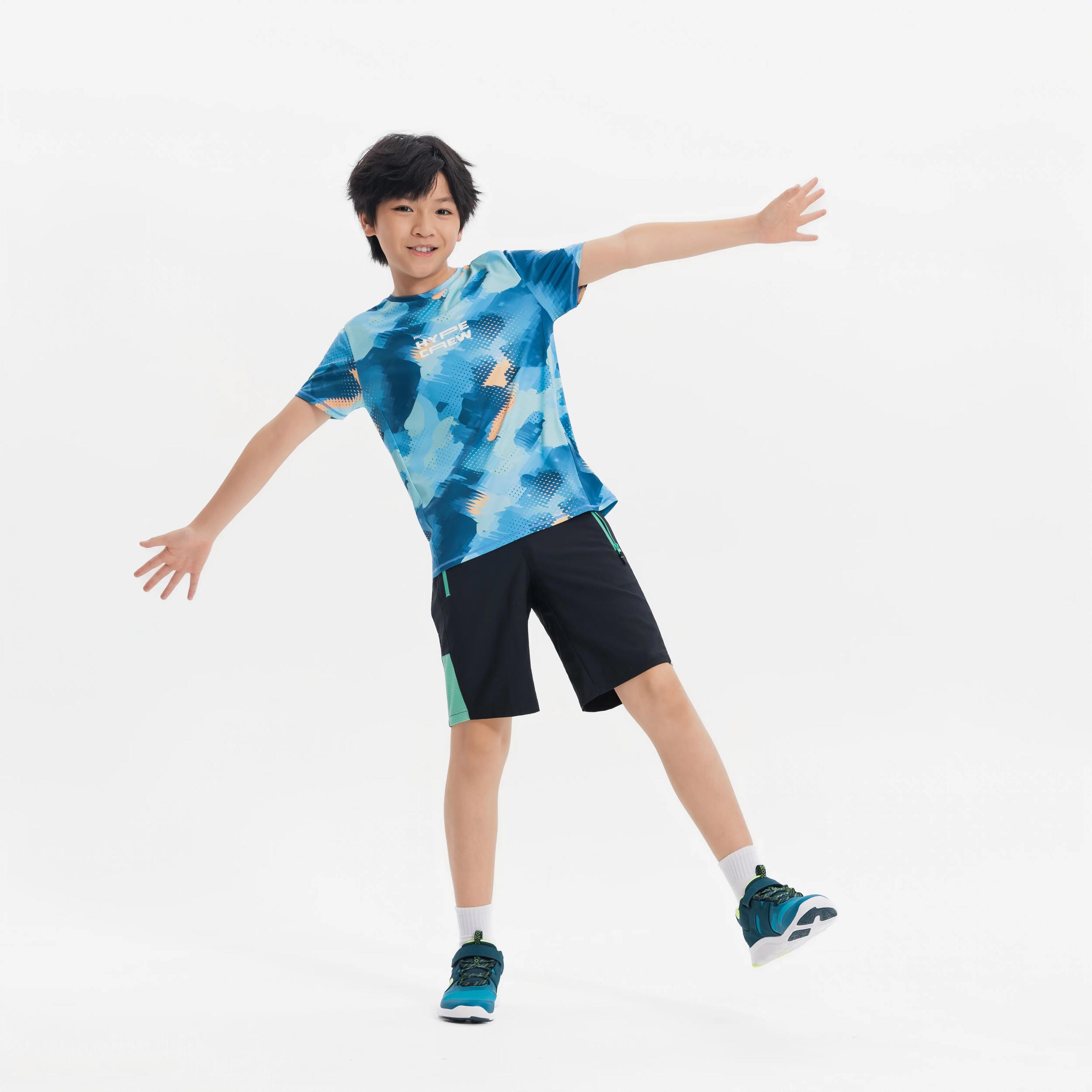 Kids' Breathable Multisport Shorts - Grey/Green 9/10