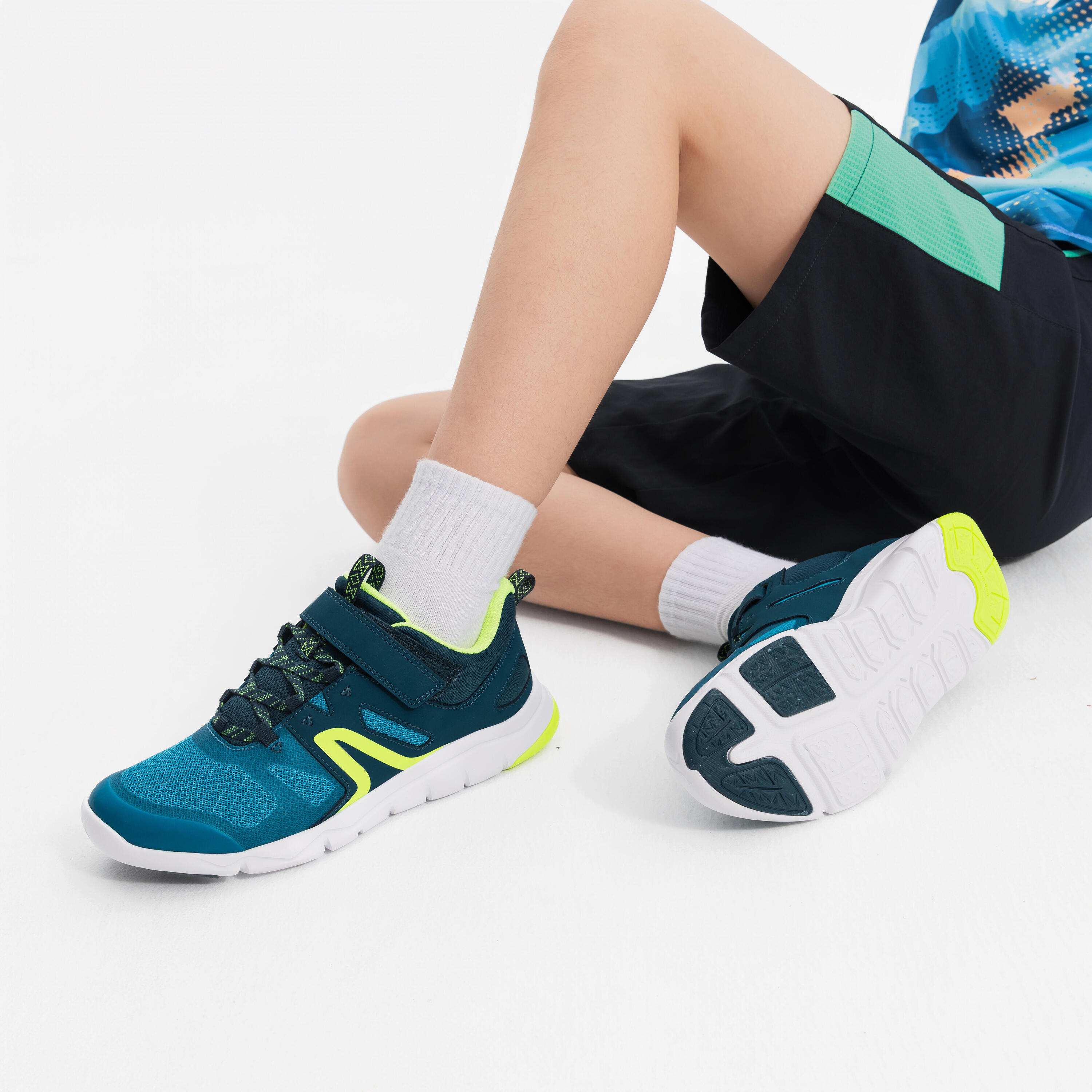 Gebraucht - Sportschuhe Kinder Klettverschluss atmungsaktiv - PW540 blau/gelb 9/15