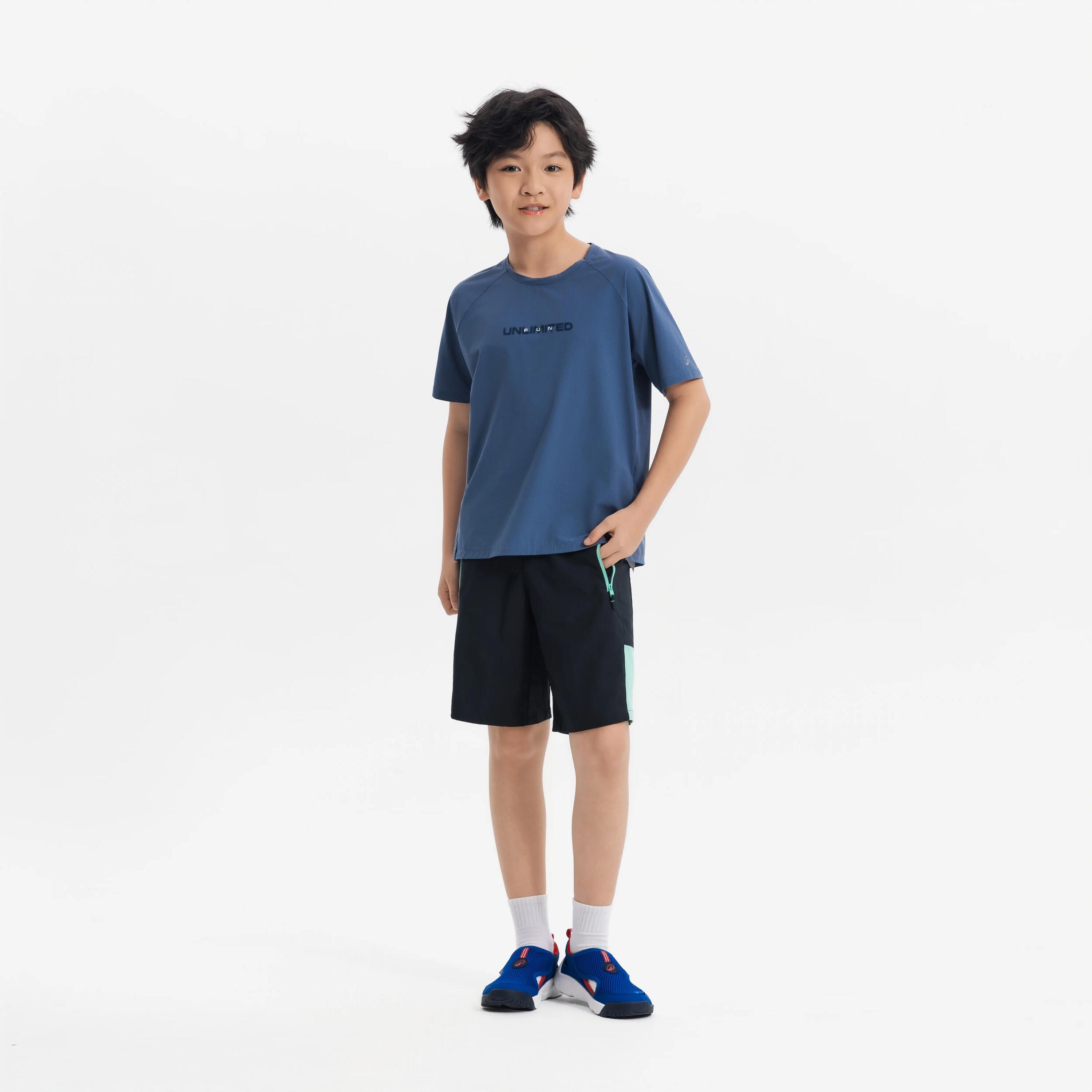 Kids' Breathable Multisport Shorts - Grey/Green 8/10
