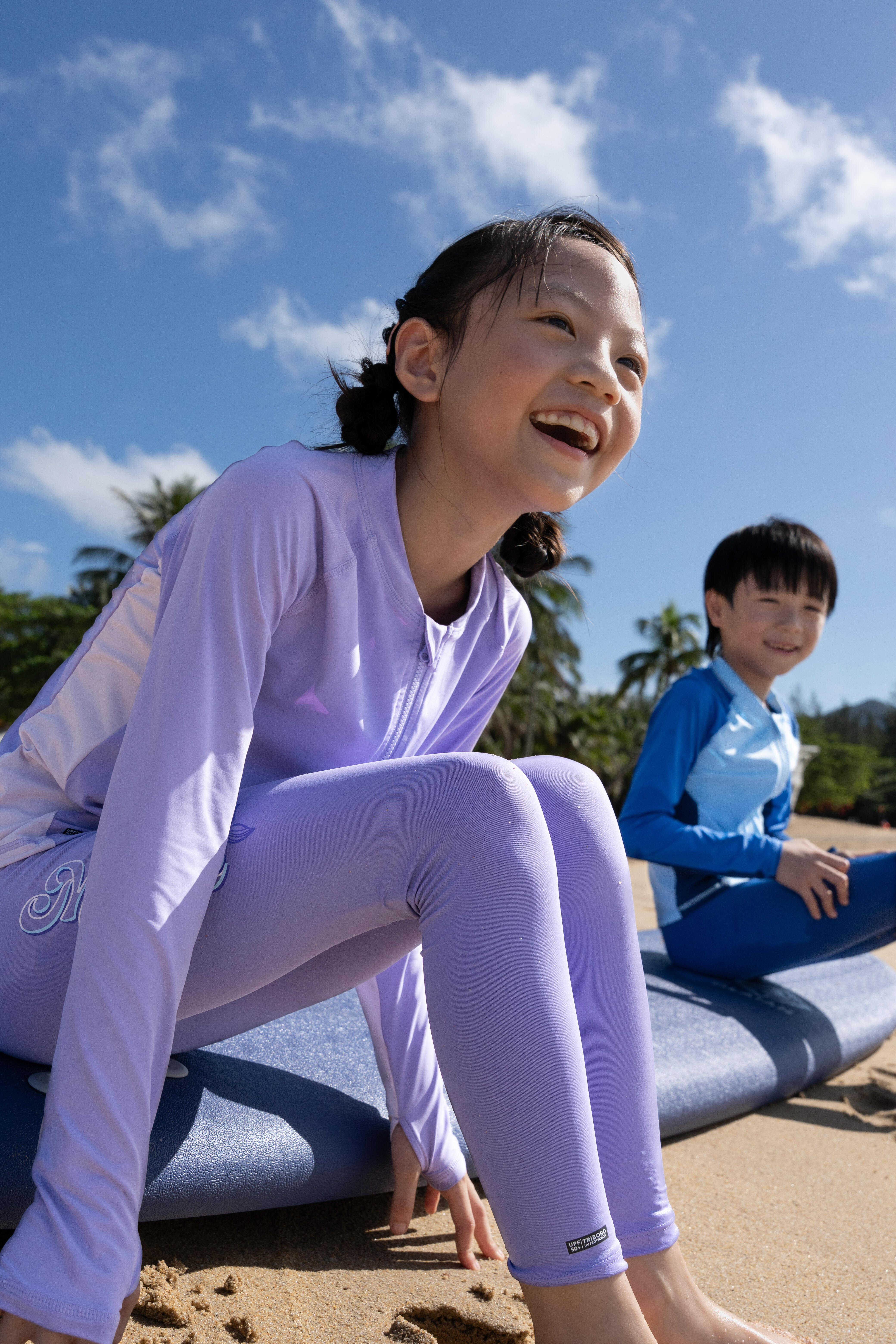 Kids' surfing UV LEGGINGS 500 Purple
