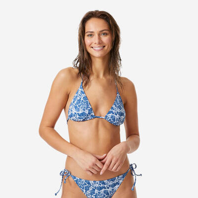 Bikinitop met driehoek op blauw wit