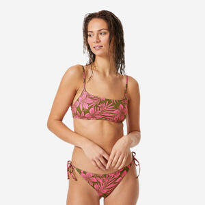 Top Bikini/Sujetador Surf Mujer Caqui-Rosa