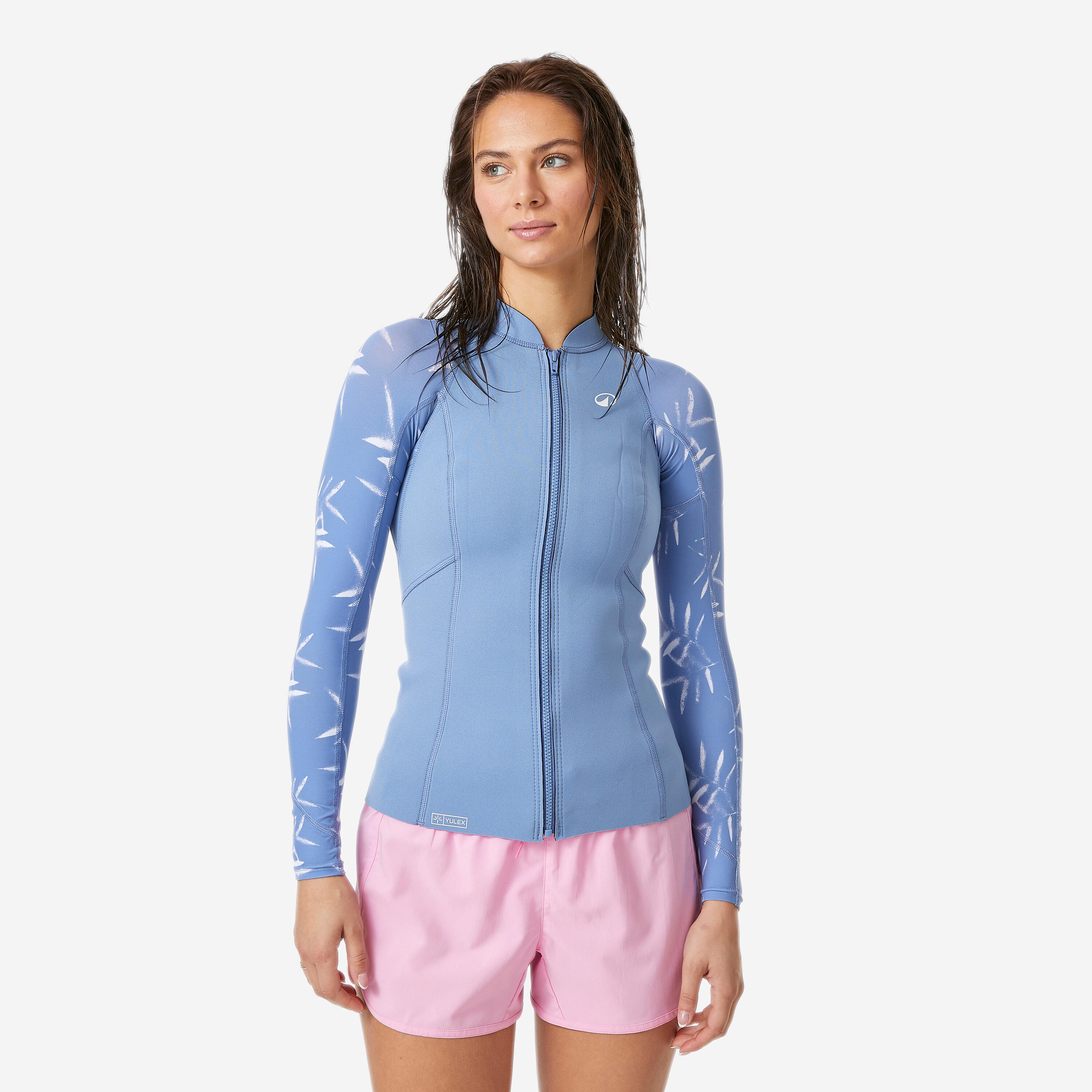 Women’s snorkelling l sleeve top 1.5 mm Yulex natural rubber grey