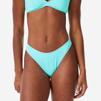 Bas de maillot de bain surf taille haute femme, High Leg Cheeky corail