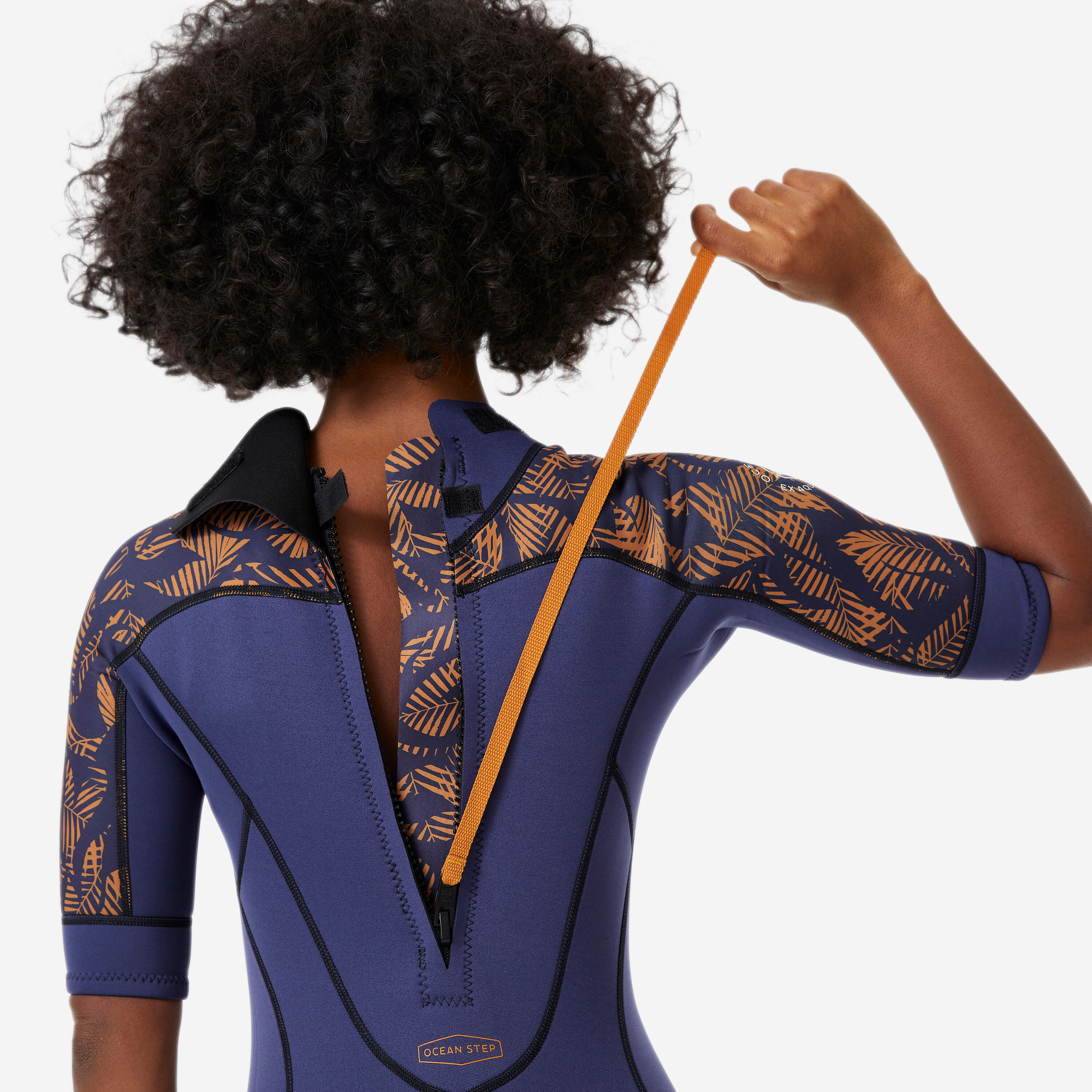 Combinaison néoprène shorty 2/2 mm dual zip longe côte femme, leaf palm 3/11