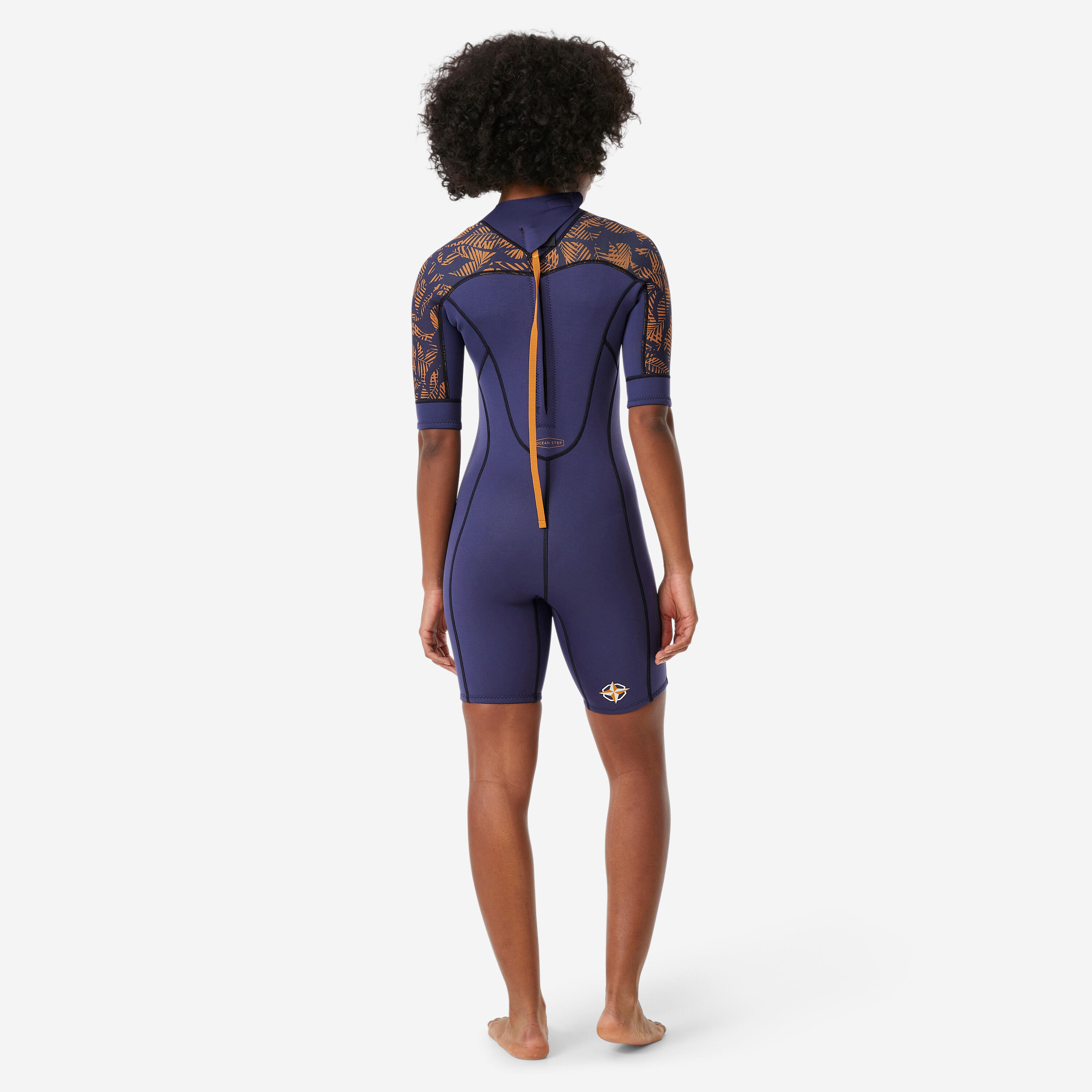 Combinaison néoprène shorty 2/2 mm dual zip longe côte femme, leaf palm 4/11