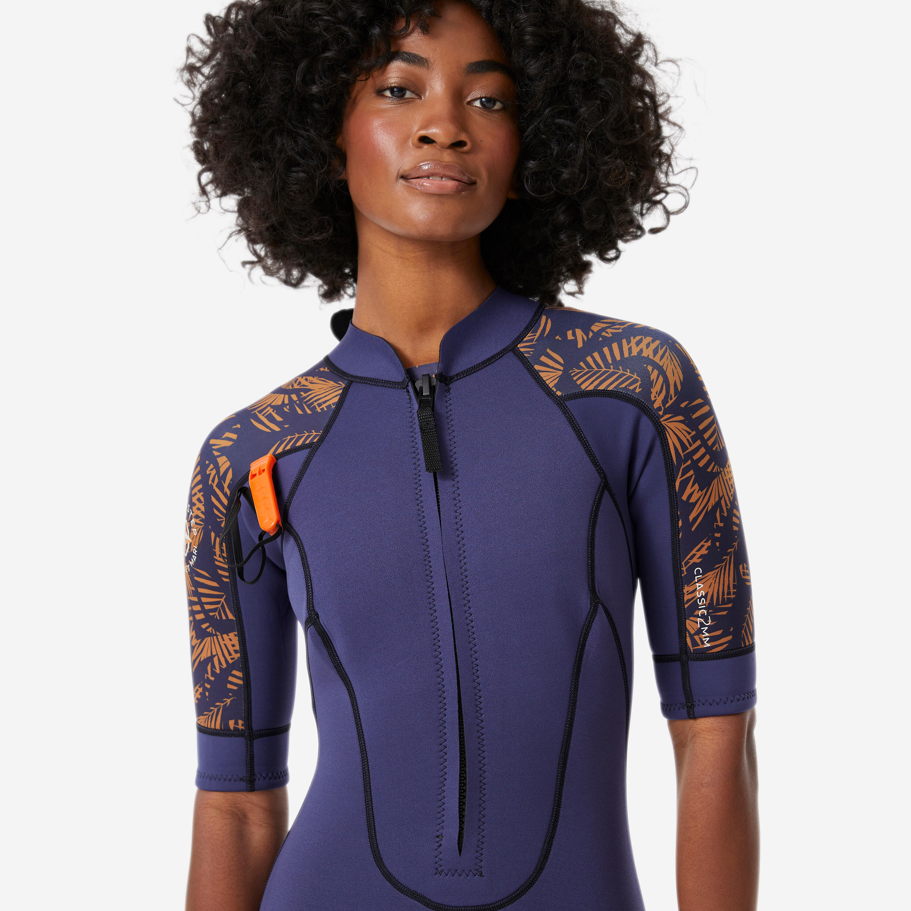 Combinaison néoprène shorty 2/2 mm dual zip longe côte femme, leaf palm 5/11