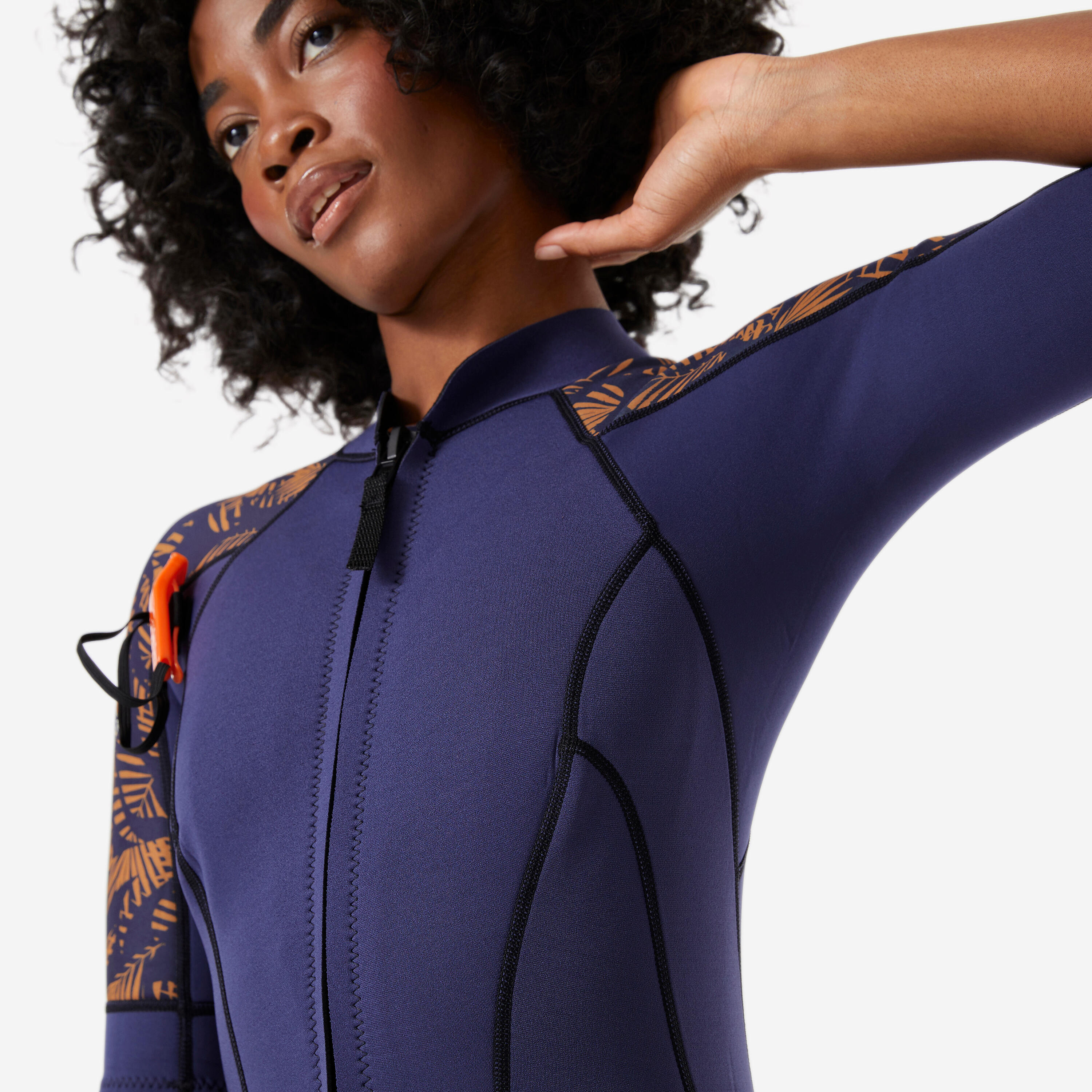 Combinaison néoprène shorty 2/2 mm dual zip longe côte femme, leaf palm 9/11