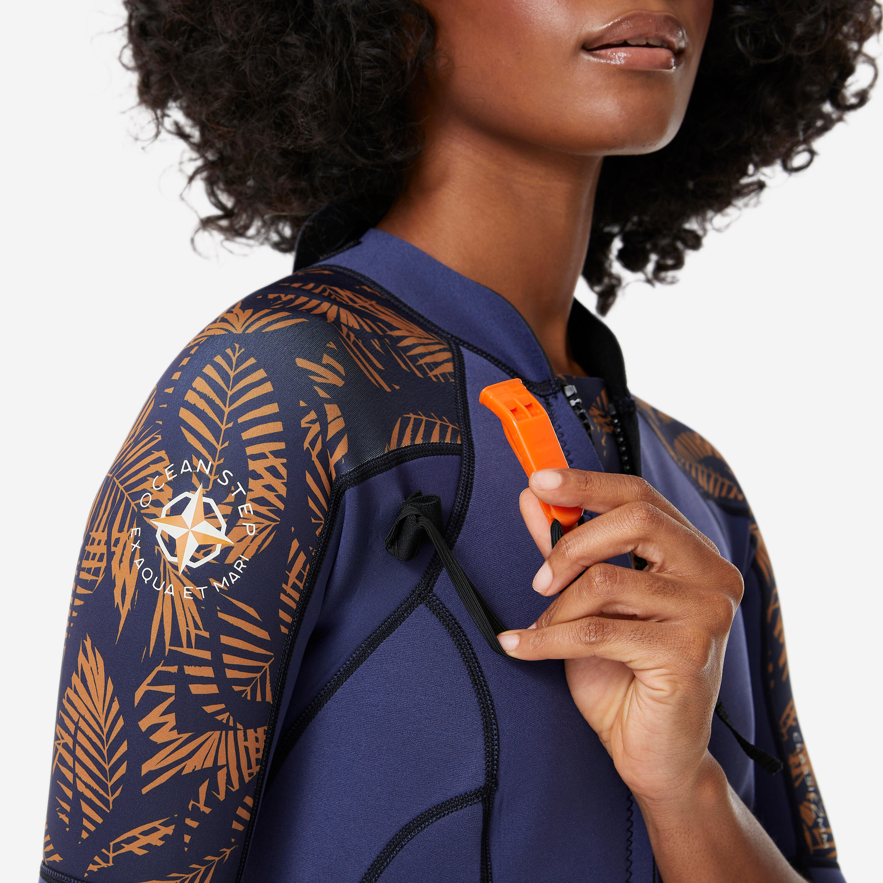 Combinaison néoprène shorty 2/2 mm dual zip longe côte femme, leaf palm 7/11