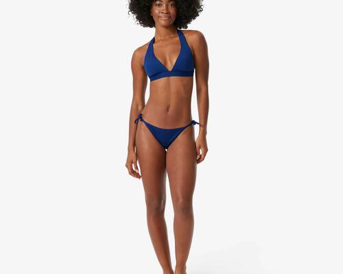 Haut de maillot de bain surf foulard à paillettes femme, Cora bleu marine