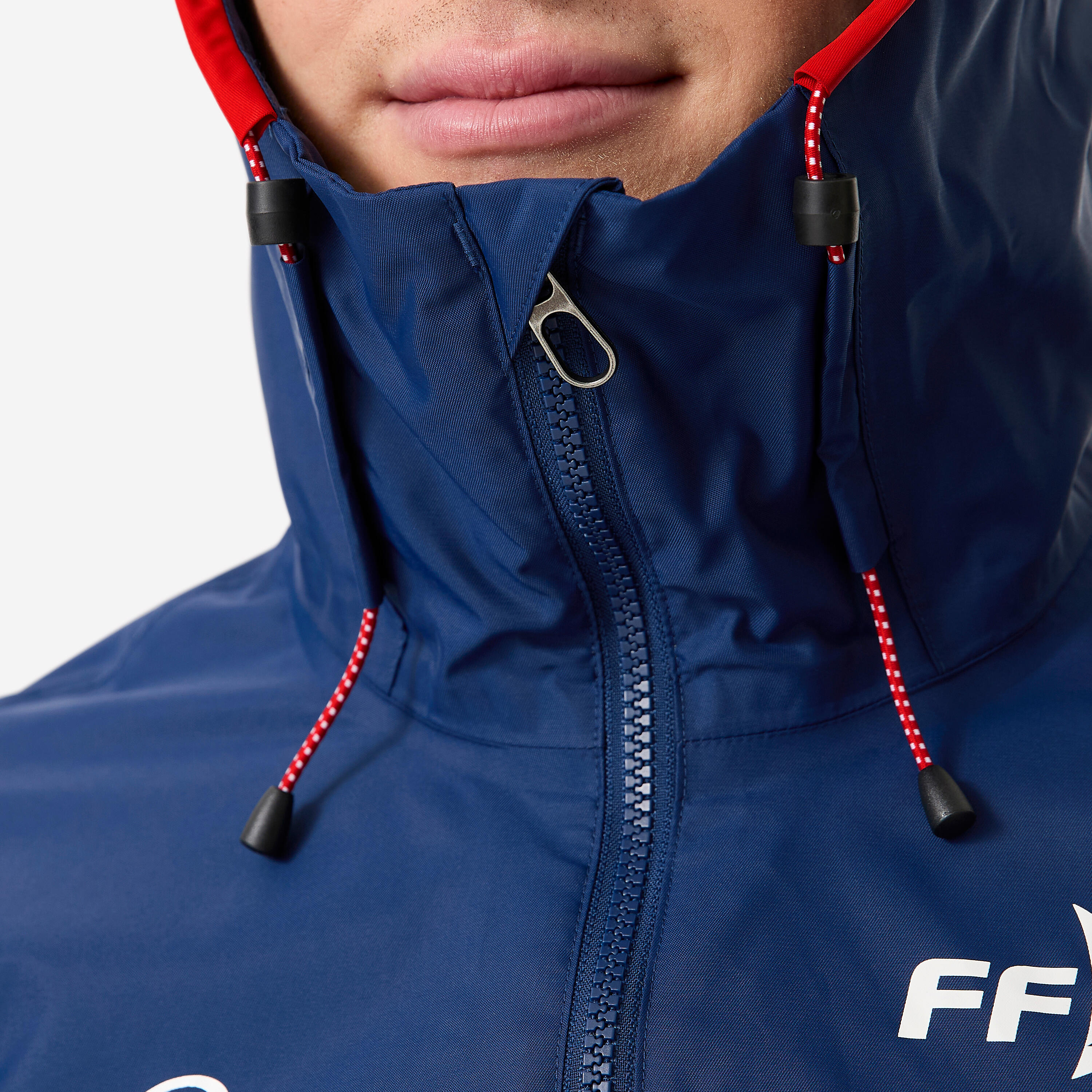 Veste de voile imperméable homme, 100 bleu marine blanc FFV 5/9
