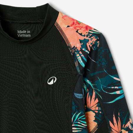 Футболка сонцезахисна 500 для дівчат з довгими рукавами чорна