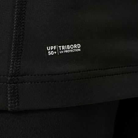 Футболка сонцезахисна 500 для дівчат з довгими рукавами чорна