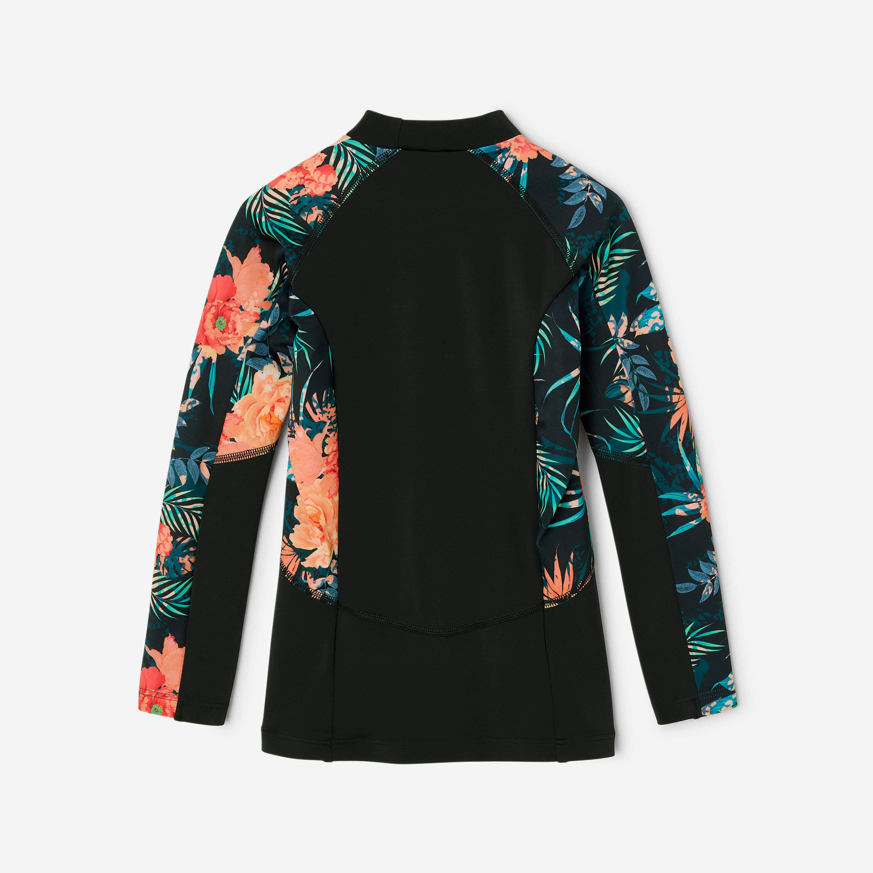 Girls’ anti-UV long-sleeved t-shirt - 500 Shiso black -  5