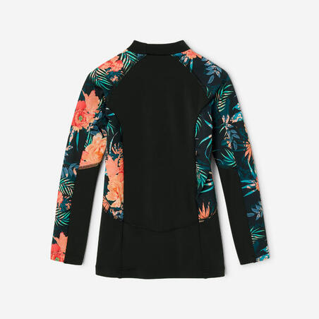 Футболка сонцезахисна 500 для дівчат з довгими рукавами чорна