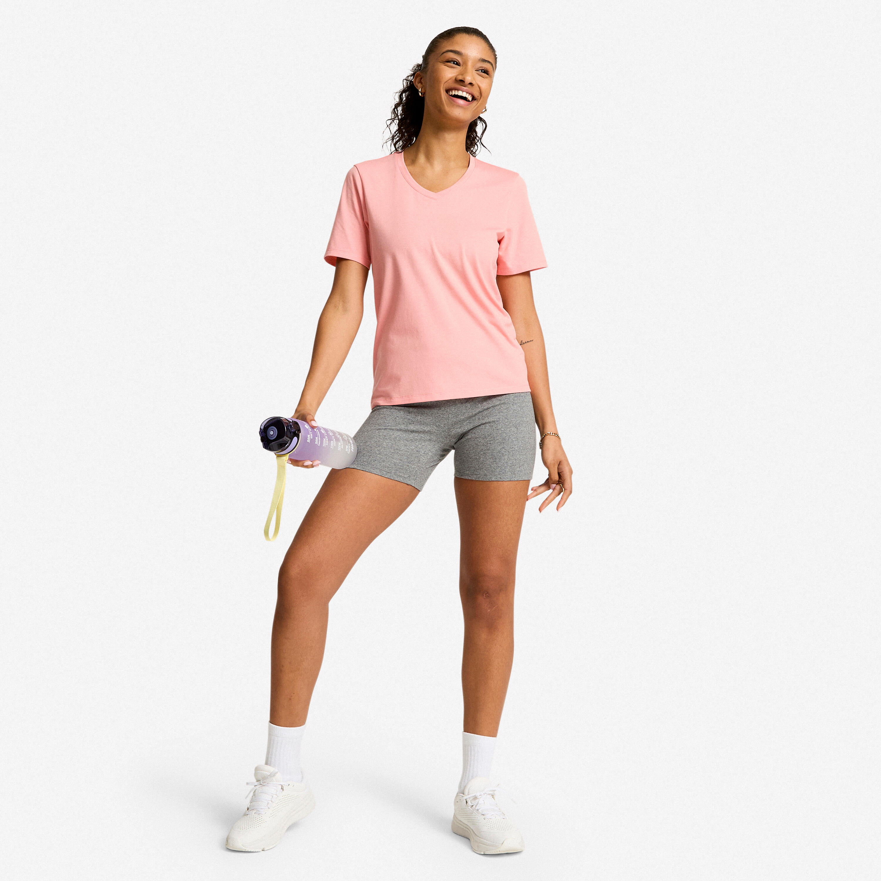Damen-Coolmax-T-Shirt, V-Ausschnitt rosa 2/5
