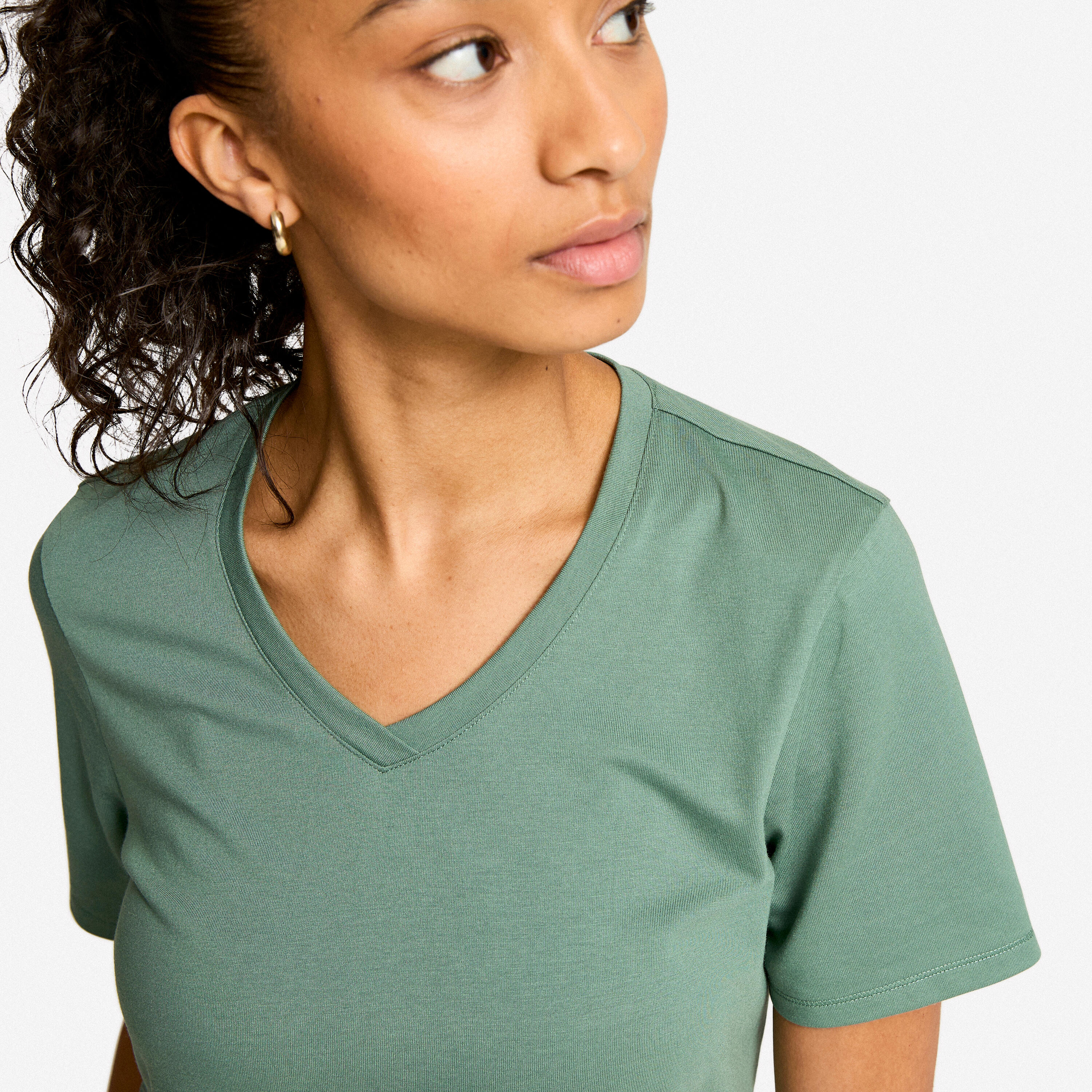 T-shirt Coolmax V-hals dames groen 4/6