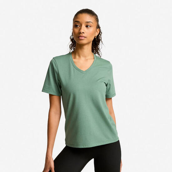 TEE SHIRT COOLMAX FEMME COL V VERT