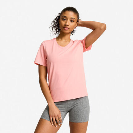 Camiseta Mujer Rosa Coolmax Cuello Pico