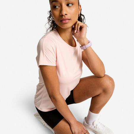 Футболка жіноча для фітнесу світло-рожева