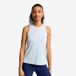 Camiseta sin Mangas Fitness Mujer Azul Corte Recto