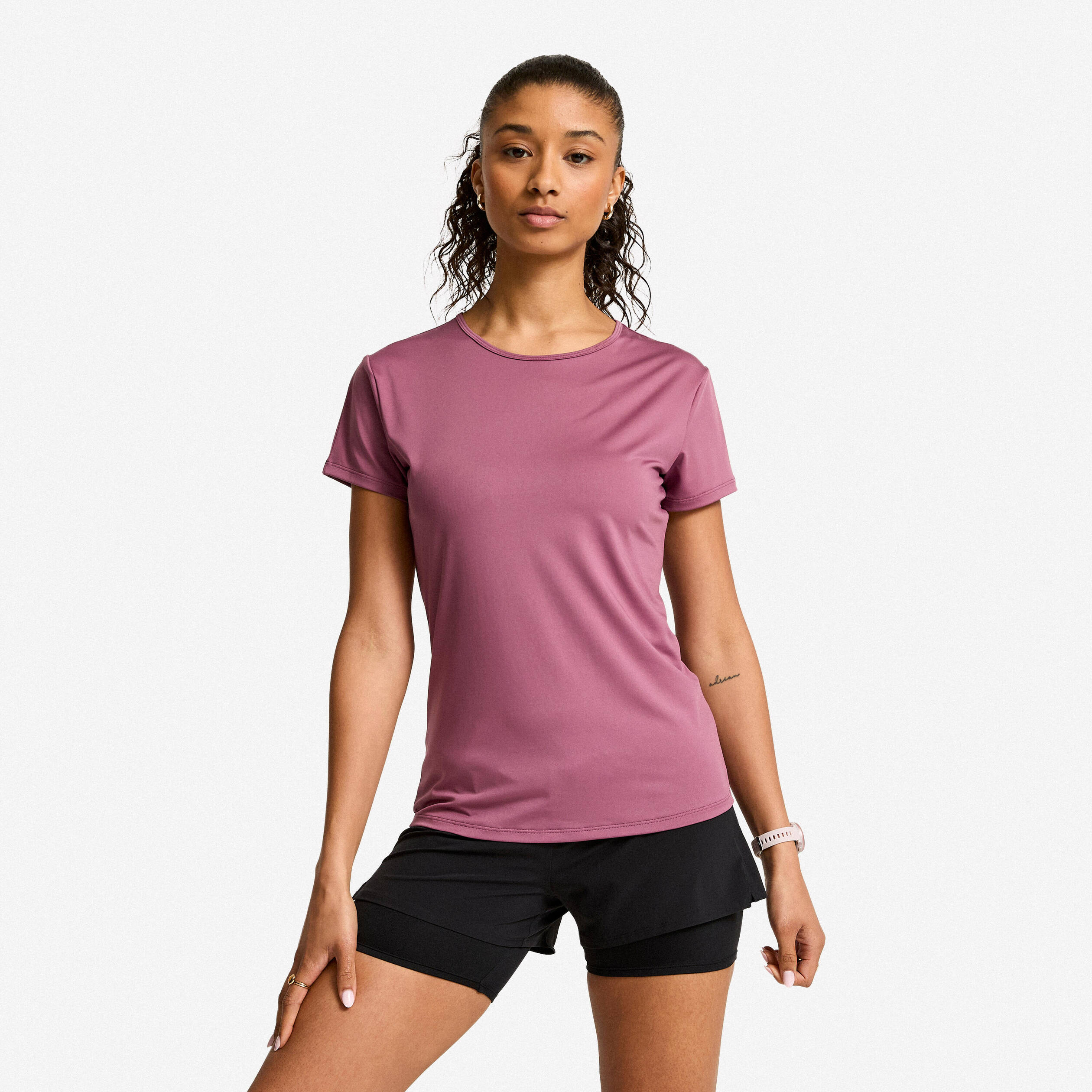Women's Short-Sleeved Cardio Fitness T-Shirt - Light Purple