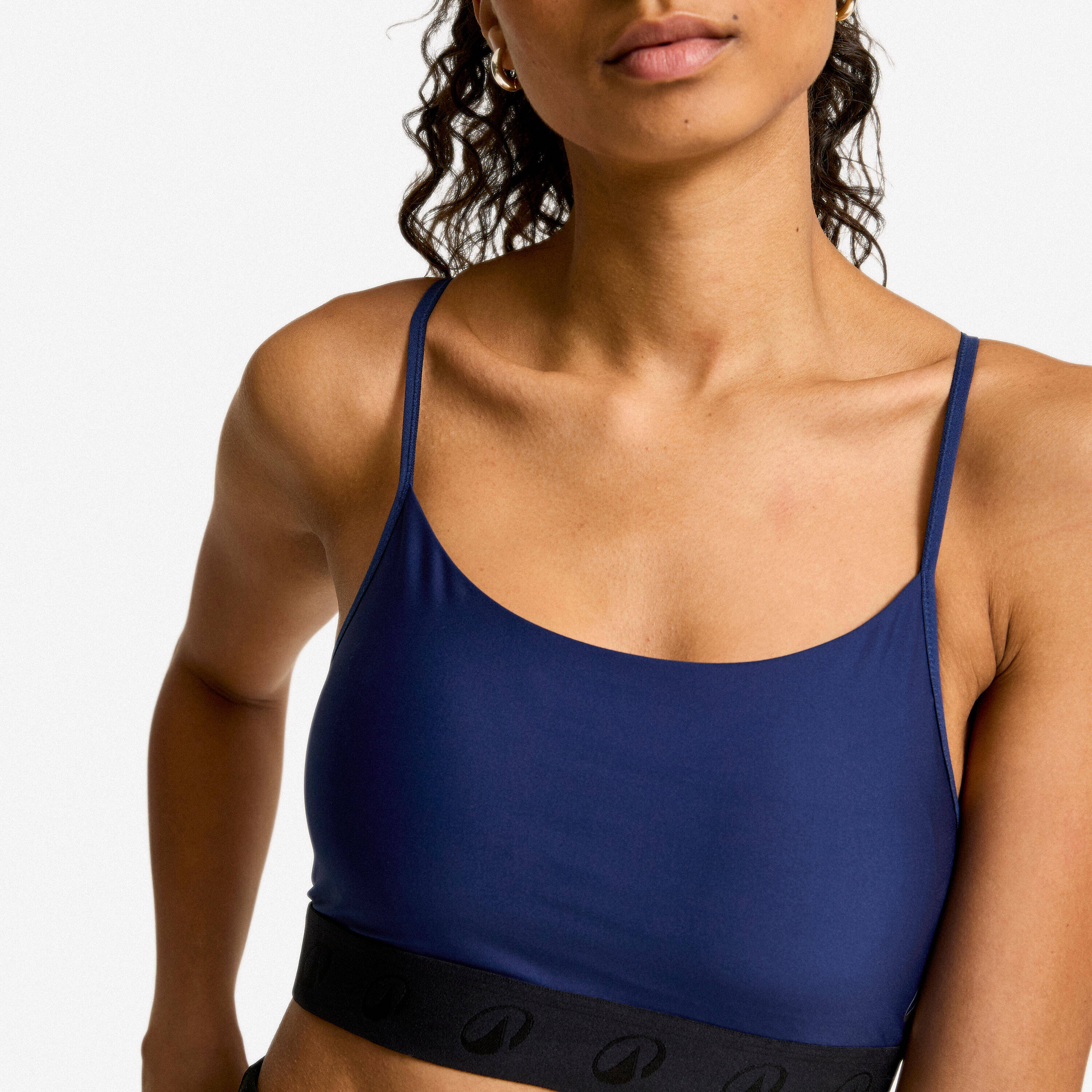Women's Light Support Sports Bra with Thin Crossover Straps - Navy Blue -  5