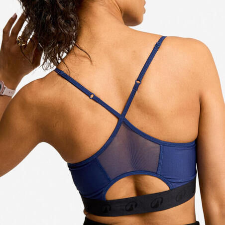 Спортивний топ для фітнесу з низьким рівнем підтримки синій