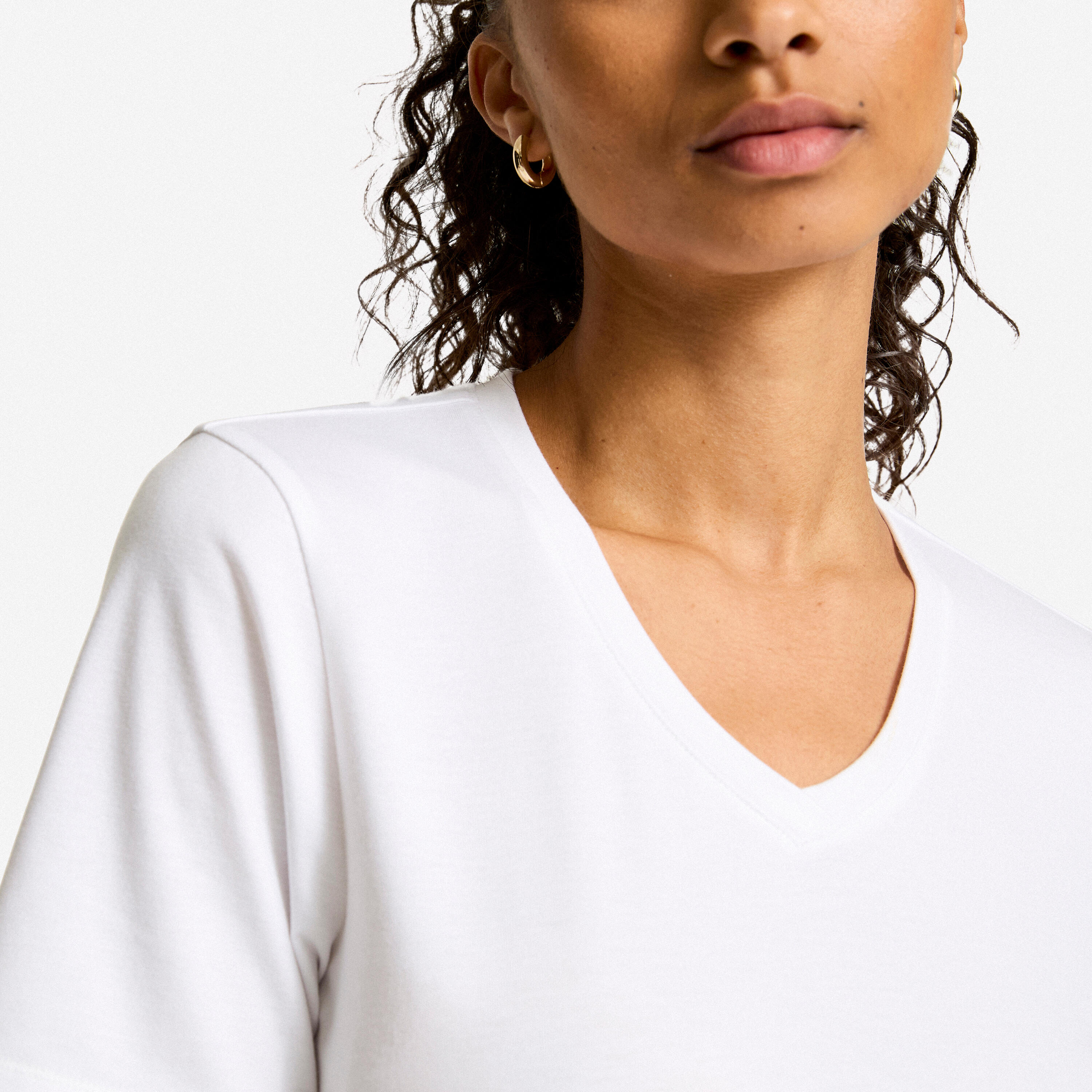 Tee Shirt Coolmax Damen V-Ausschnitt weiss 4/6