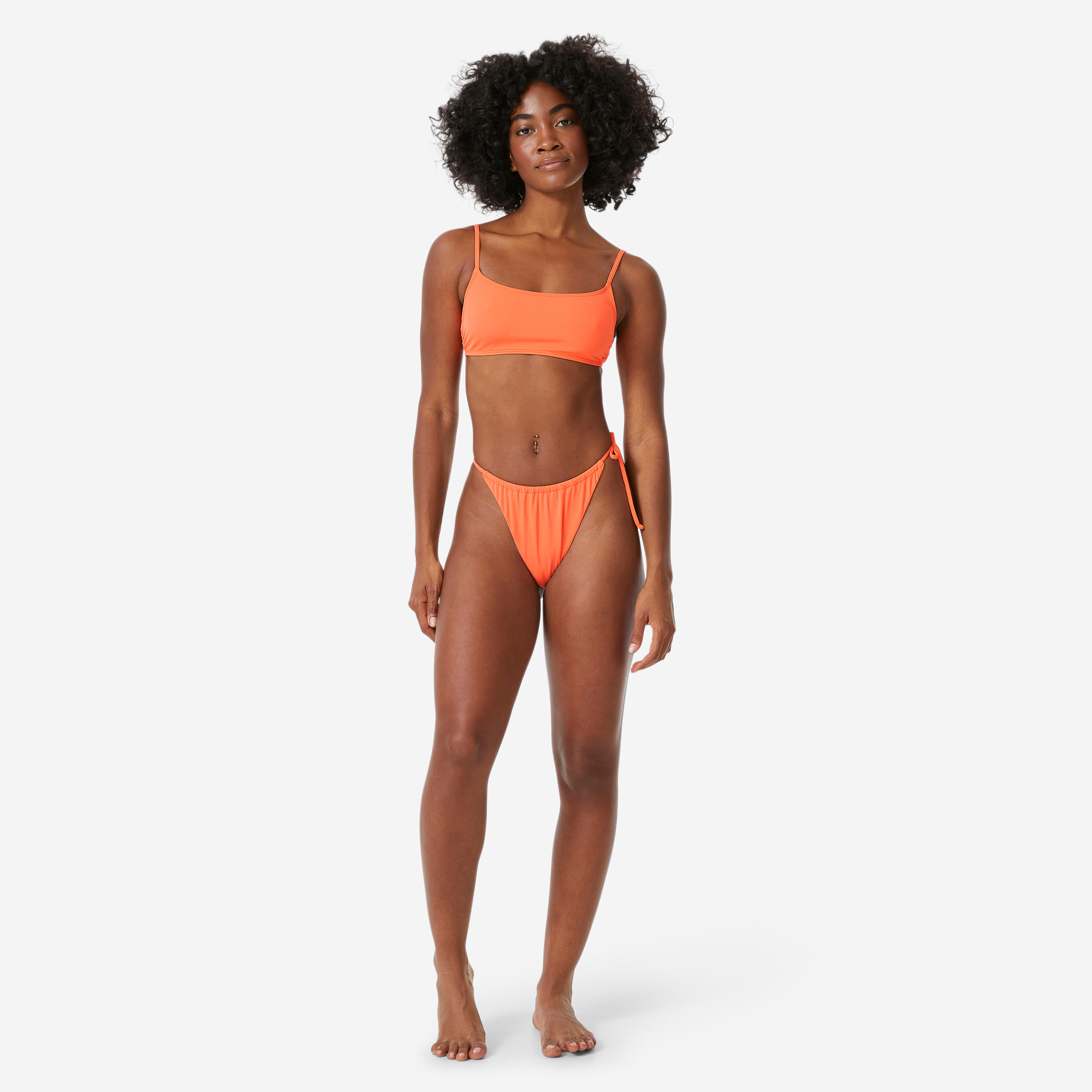 Cuecas de bikini de surf com atilhos mulher, Tie Side Cheeky rosa 2/10