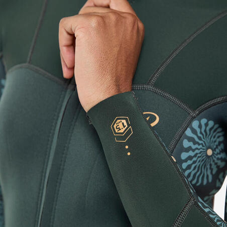 Гідрокостюм жіночий LS 500 з довгими рукавами для серфінгу зелений 1,5 мм