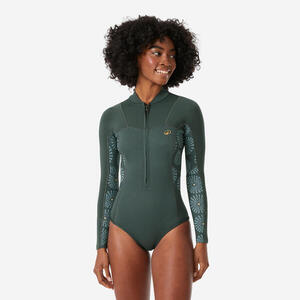 Shorty Culotte Surf Crem Frontal Manga Larga 1,5 mm Mujer 500 Green Sunny Verde