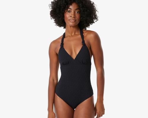 Maillot de bain une pièce foulard femme, Clea Gange noir