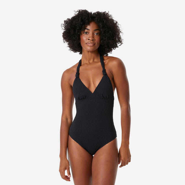 Maillot de bain une pièce foulard femme, Clea Gange noir