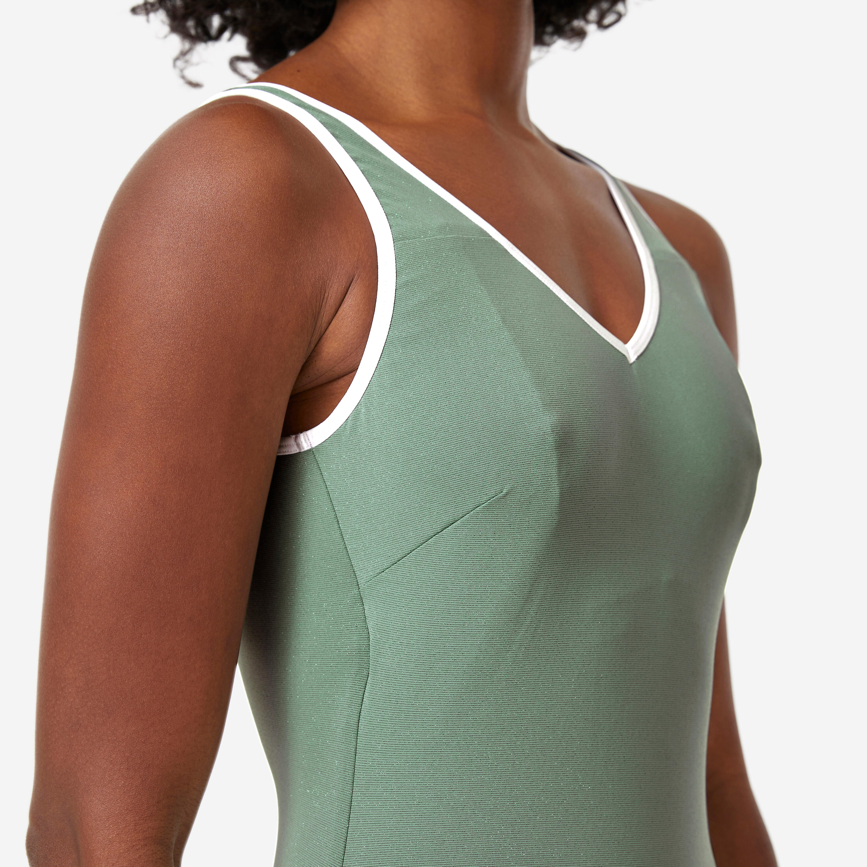 Maillot de bain 1 pièce natation femme, Virginia lurex vert sauge 5/11