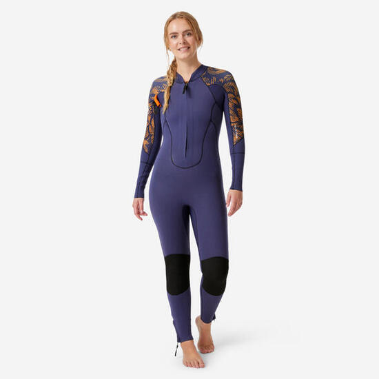Wetsuit voor aquawalking dames 4/3 mm dual zip Leaf Palm