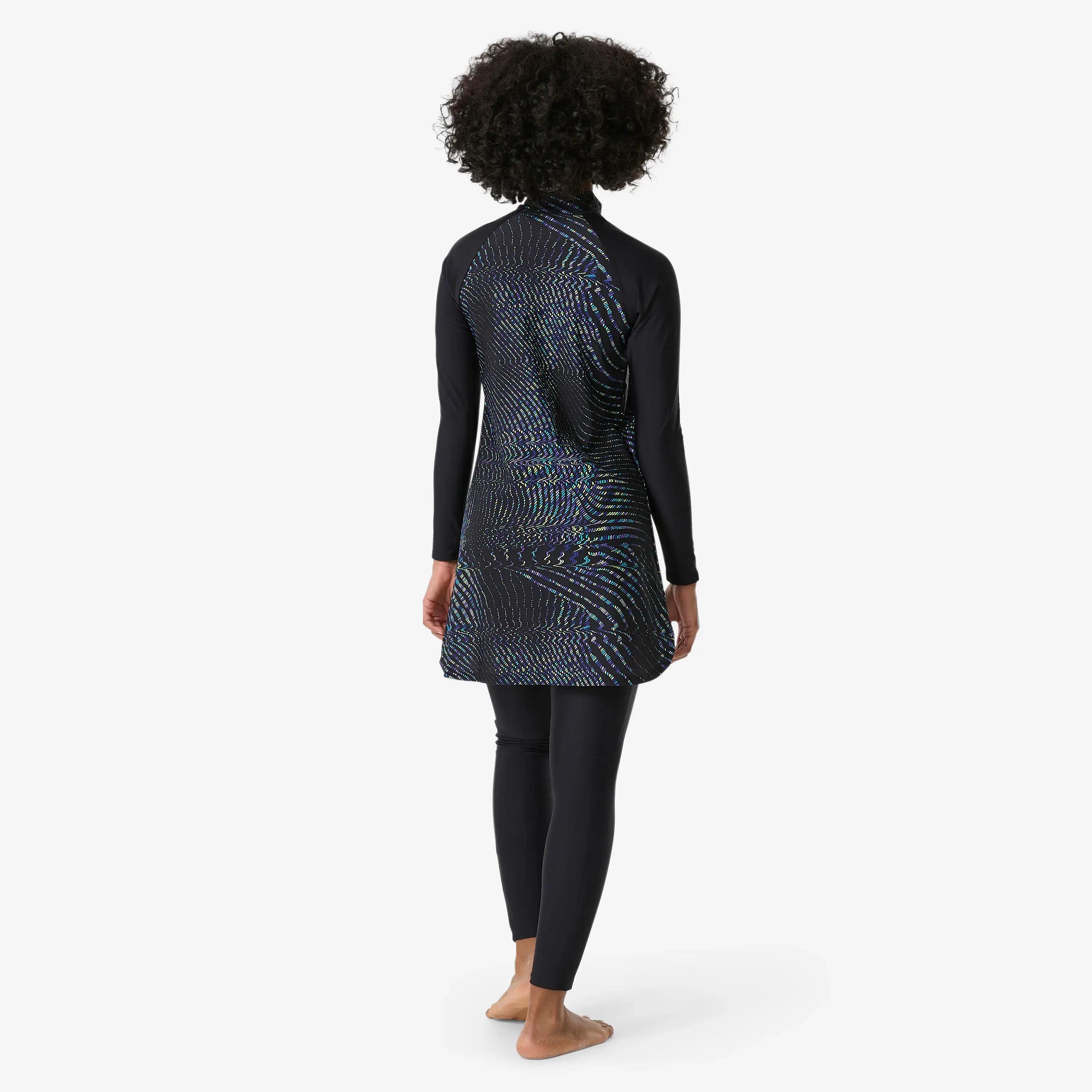 Kadın Kapalı Sırt Uzun Kollu Burkini Mayo - Mavi - DANA 500 2/8