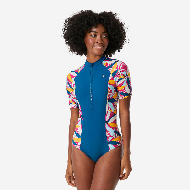 Kadın Kapalı Sırt Uzun Kollu Etekli Burkini Mayo - Pembe - RIME 100