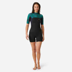 Kratko surfersko odelo kratkih rukava 500 debljine 1,5 mm žensko - Mirage crno