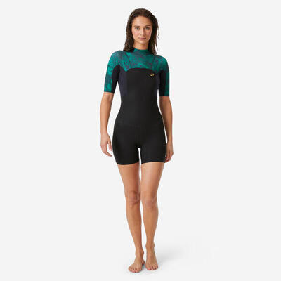 Wetsuit 500 mirage dames shorty korte mouwen rugrits 1,5 mm zwart
