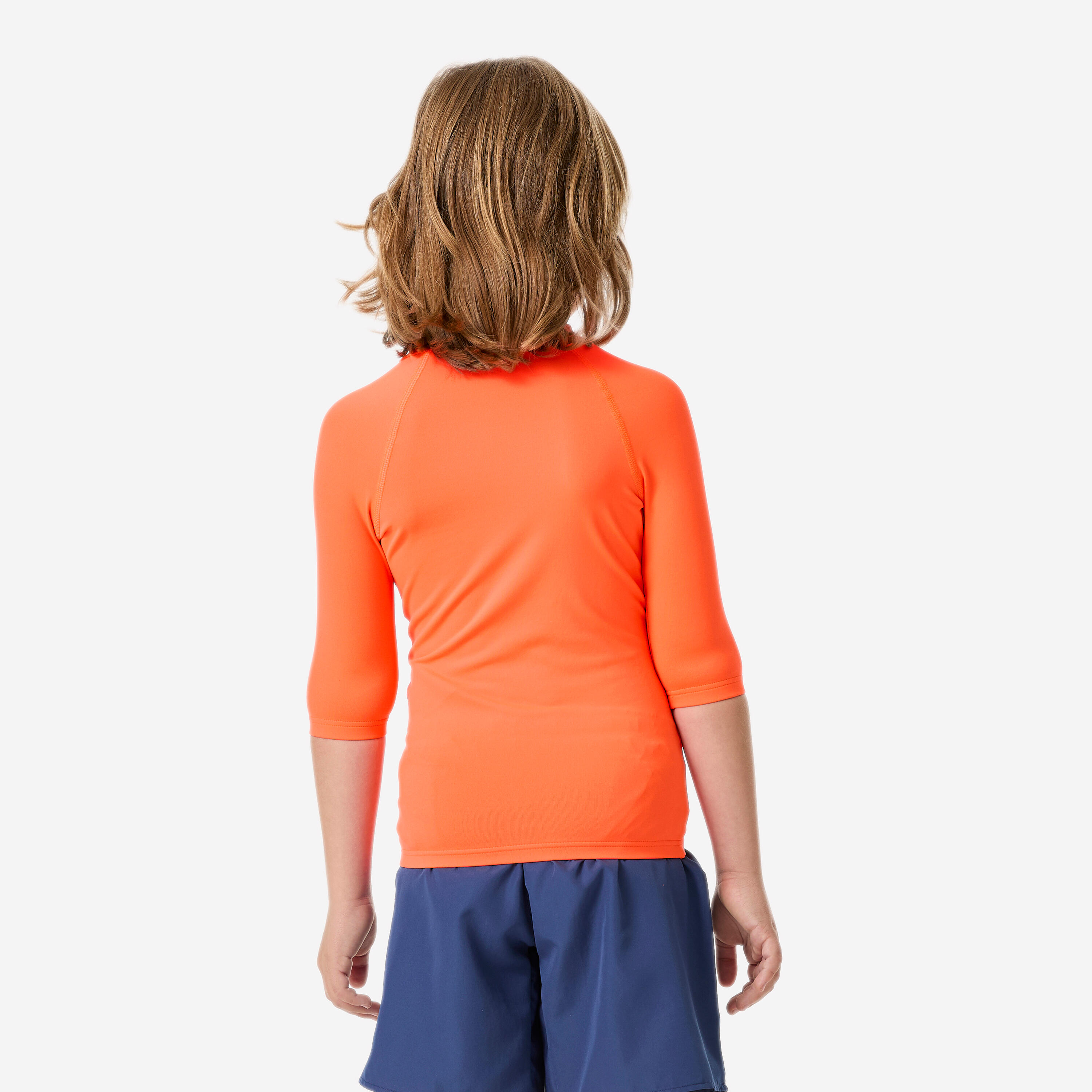 Camiseta protección solar manga corta Niños rosa coral 3/7