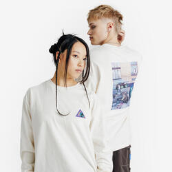 Tee shirt graphique manches longues mixte, Vertigo 76, blanc