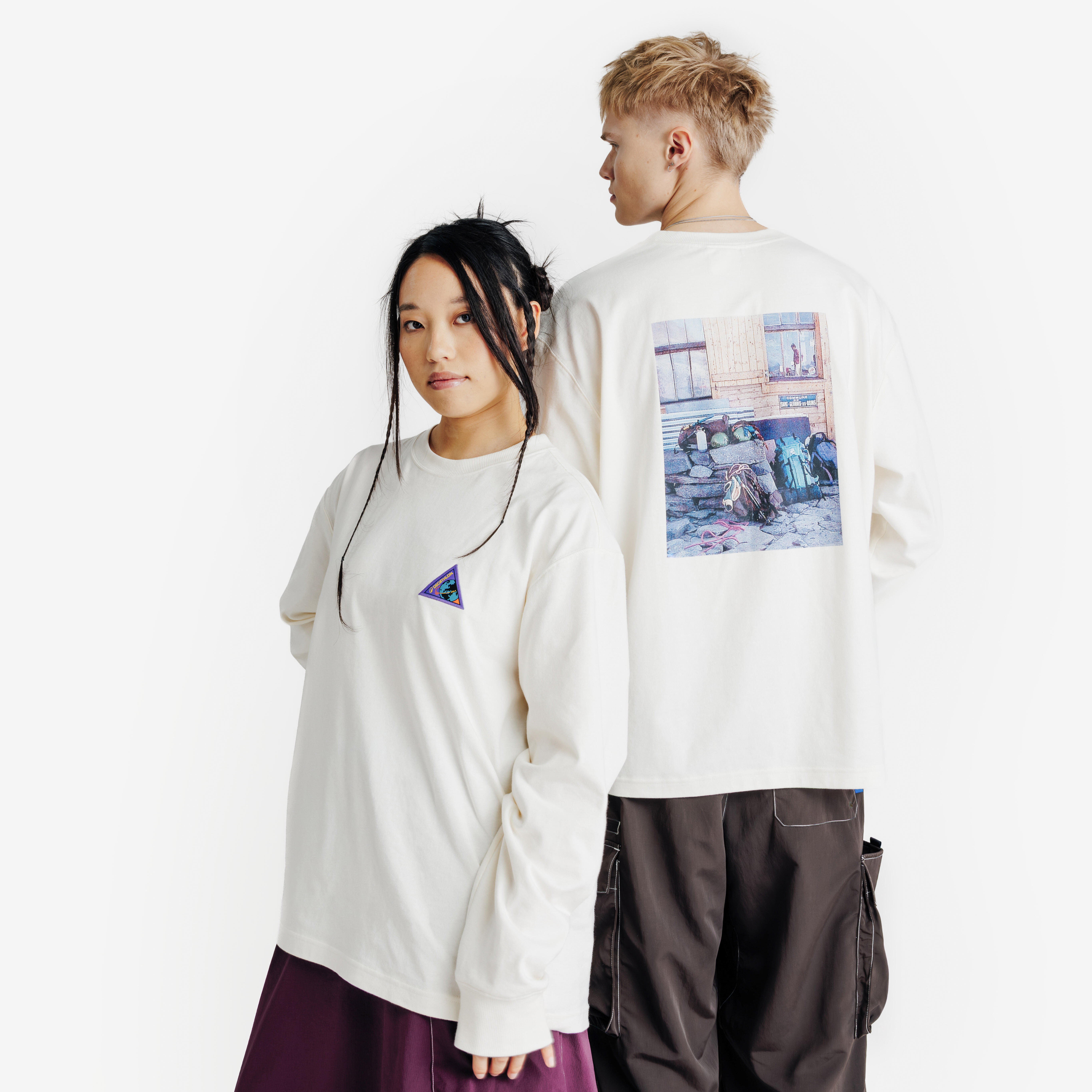 Tricou grafic cu mânecă lungă Vertigo 76 Alb Adulți