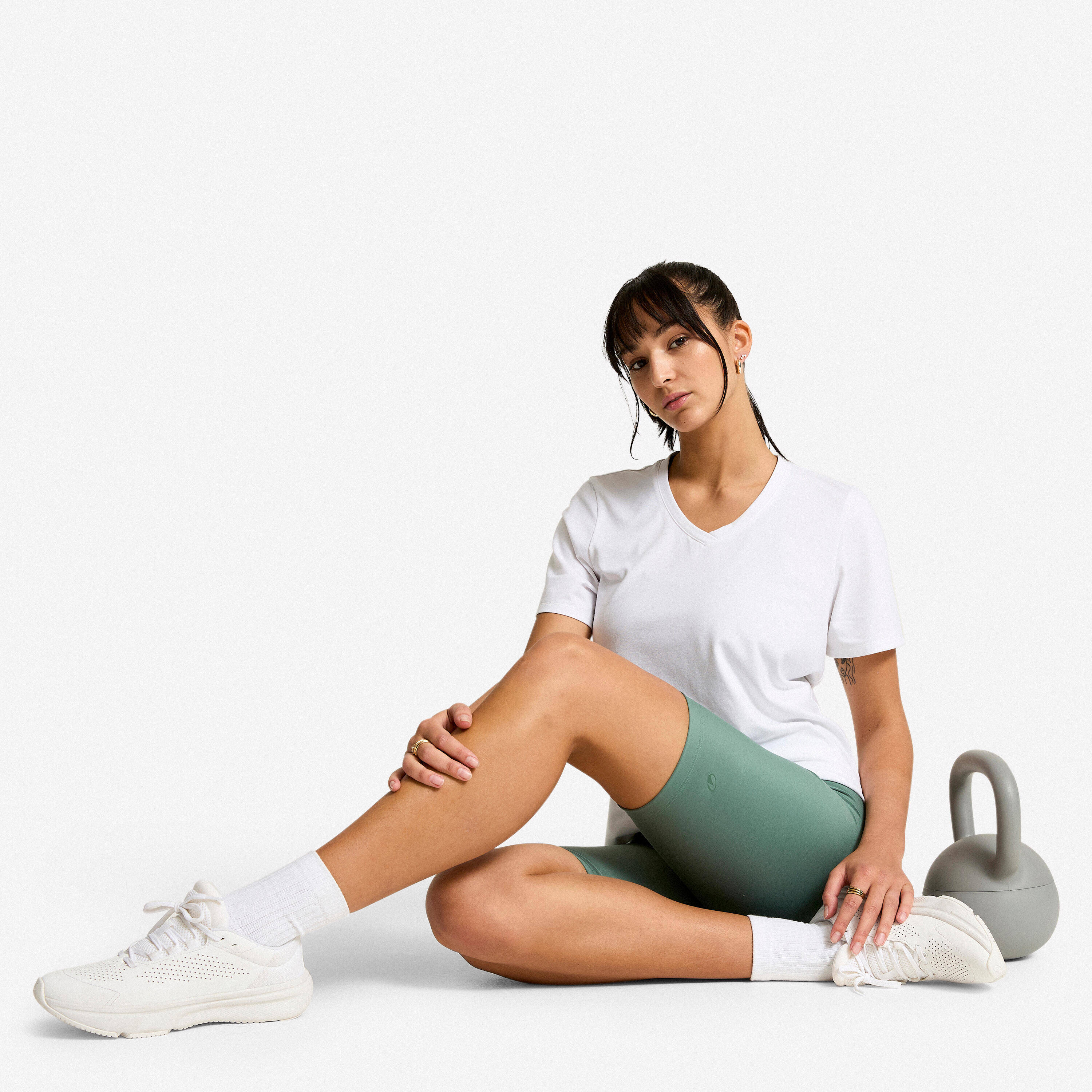 Women's High-Waisted Fitness Cardio Cycling Shorts - Dark Green -  5