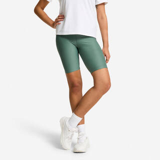 Women's High-Waisted Fitness Cardio Cycling Shorts - Dark Green
