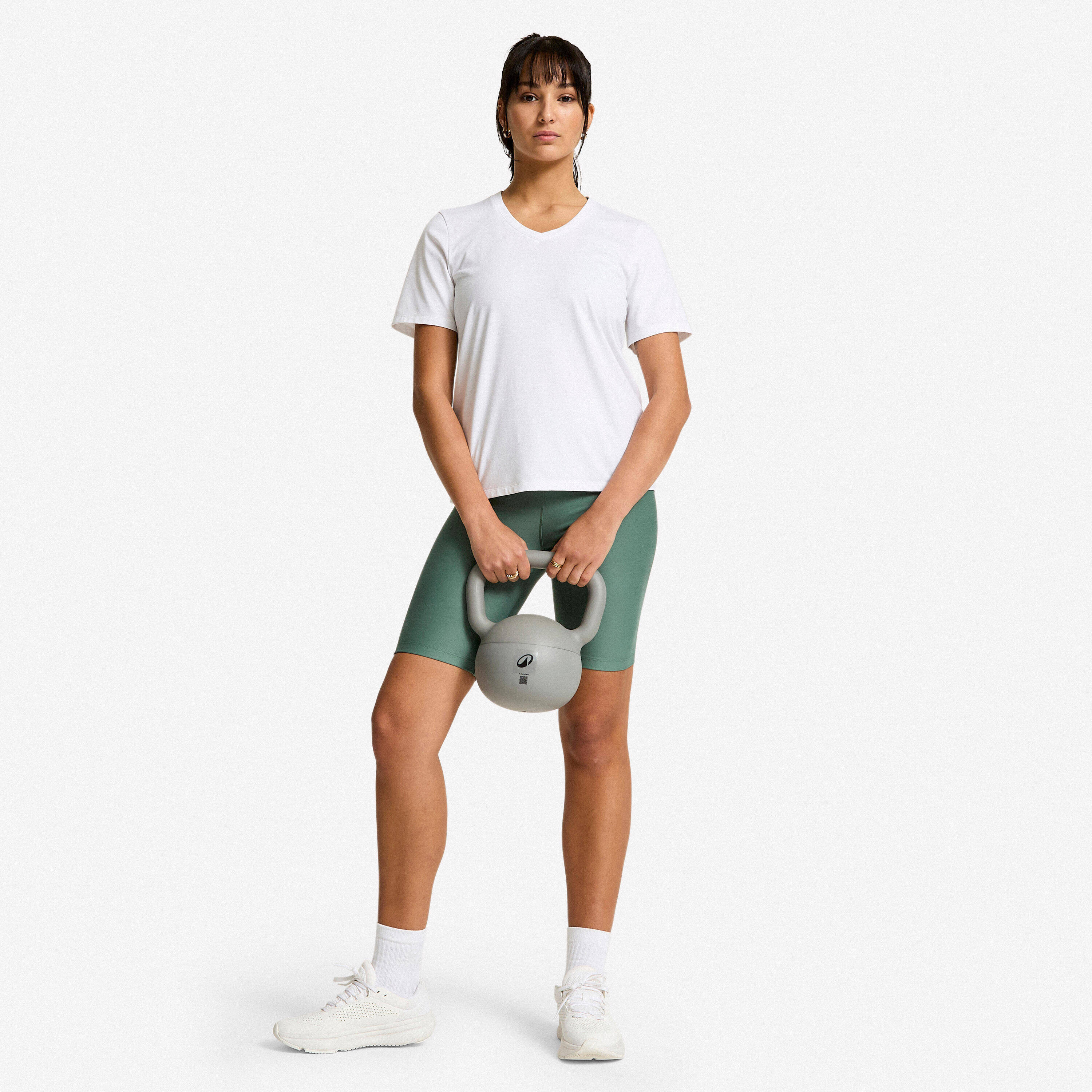 Women's High-Waisted Fitness Cardio Cycling Shorts - Dark Green -  2