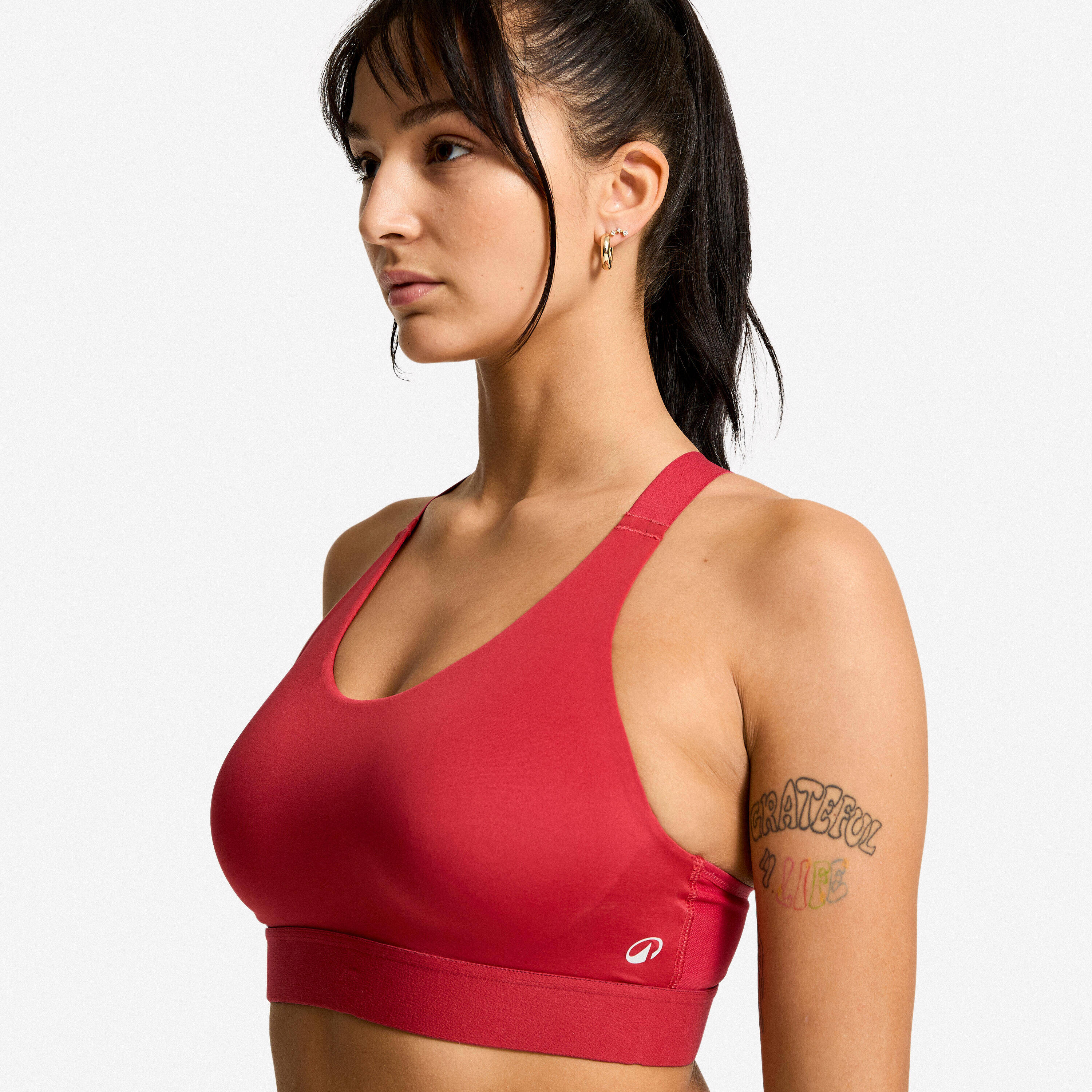 Women's High Support Adjustable Sports Bra with Cups - Dark Red -  4